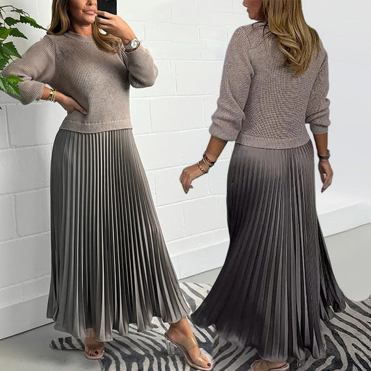 Lucía™ – Vestido plisado de cuello redondo elegante y estilizado para mujer