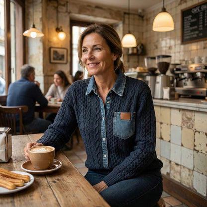 Mila™ – Camisa Casual Patchwork con Detalles Denim