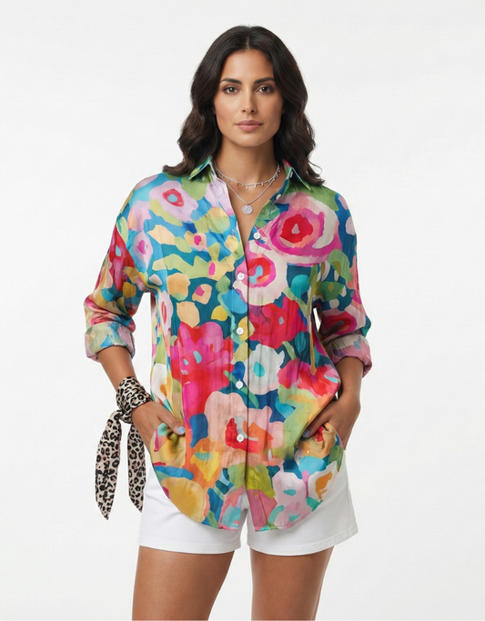 Lourdes™ | Blusa de estampados vibrantes