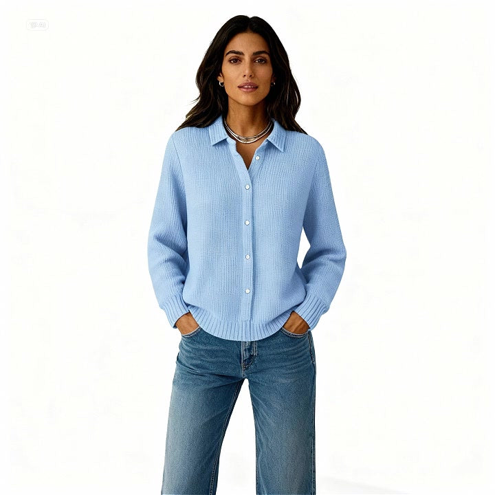 Marina™ — Cárdigan de Punto Clásico con Botones