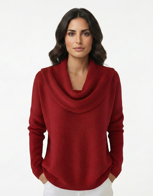 Talia™ – Jersey cálido de cuello drapeado elegante para mujer